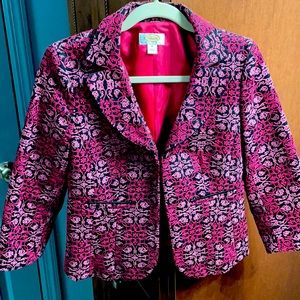 Talbots pink black embroidered jacket. Size 6 P